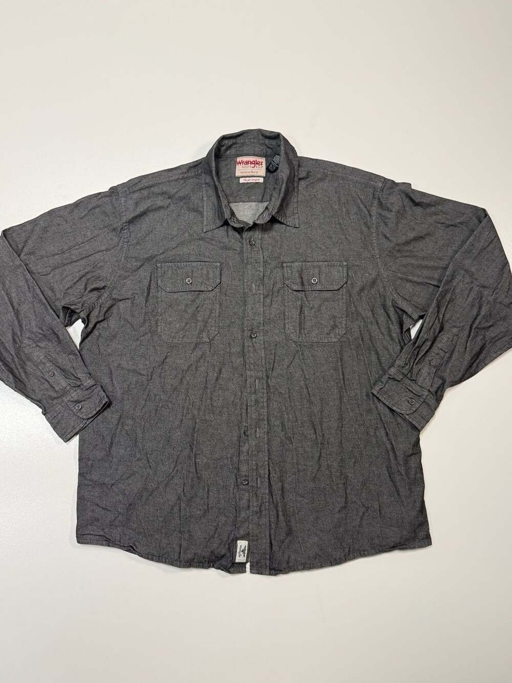 Wrangler Rugged Wrinkle Resist Flex Long Sleeve Gray Work Shirt XL Workwear West